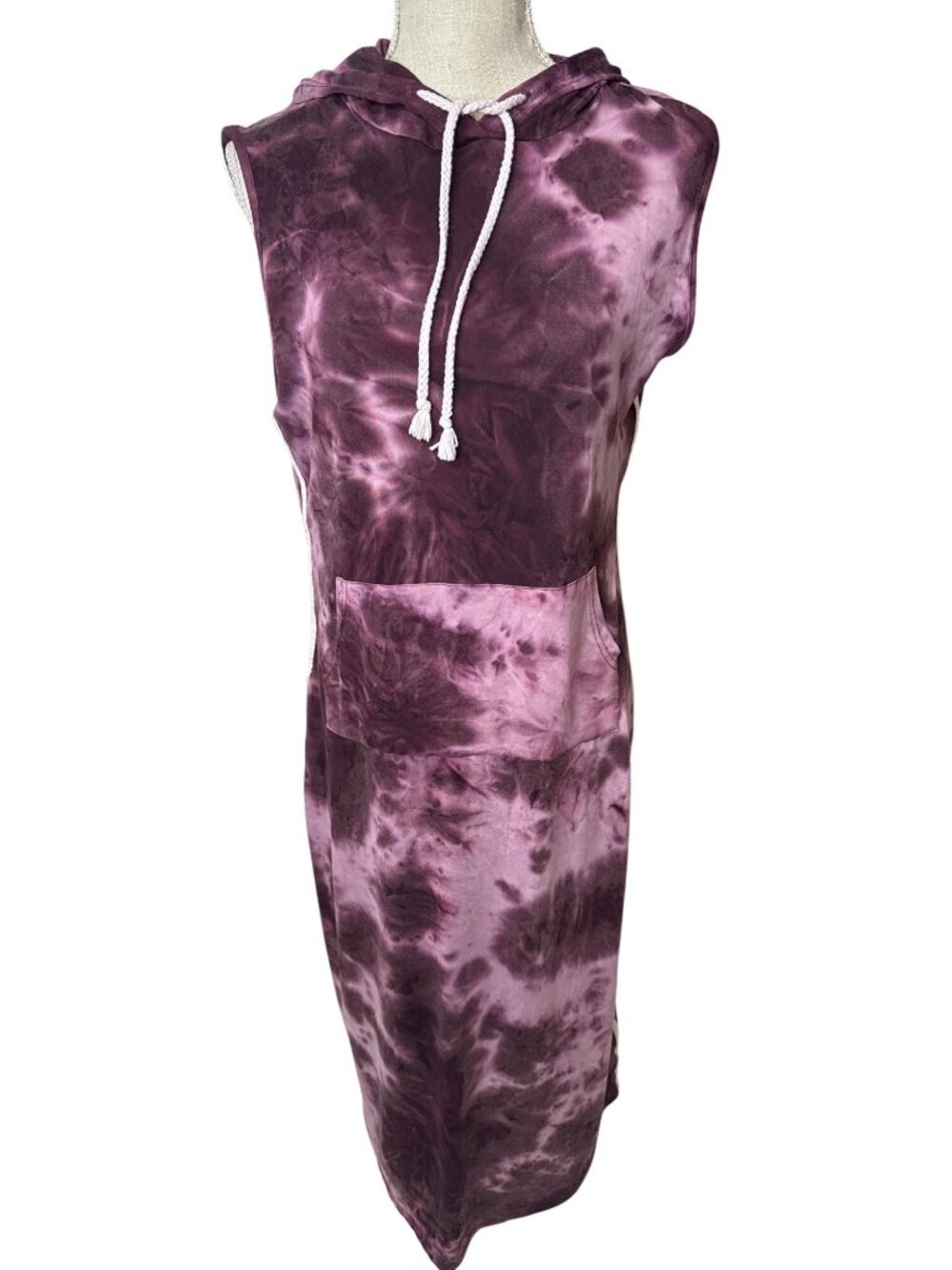 J For Justify Tie-Dye Sleeveless Hooded Dress With Front Pocket 1X